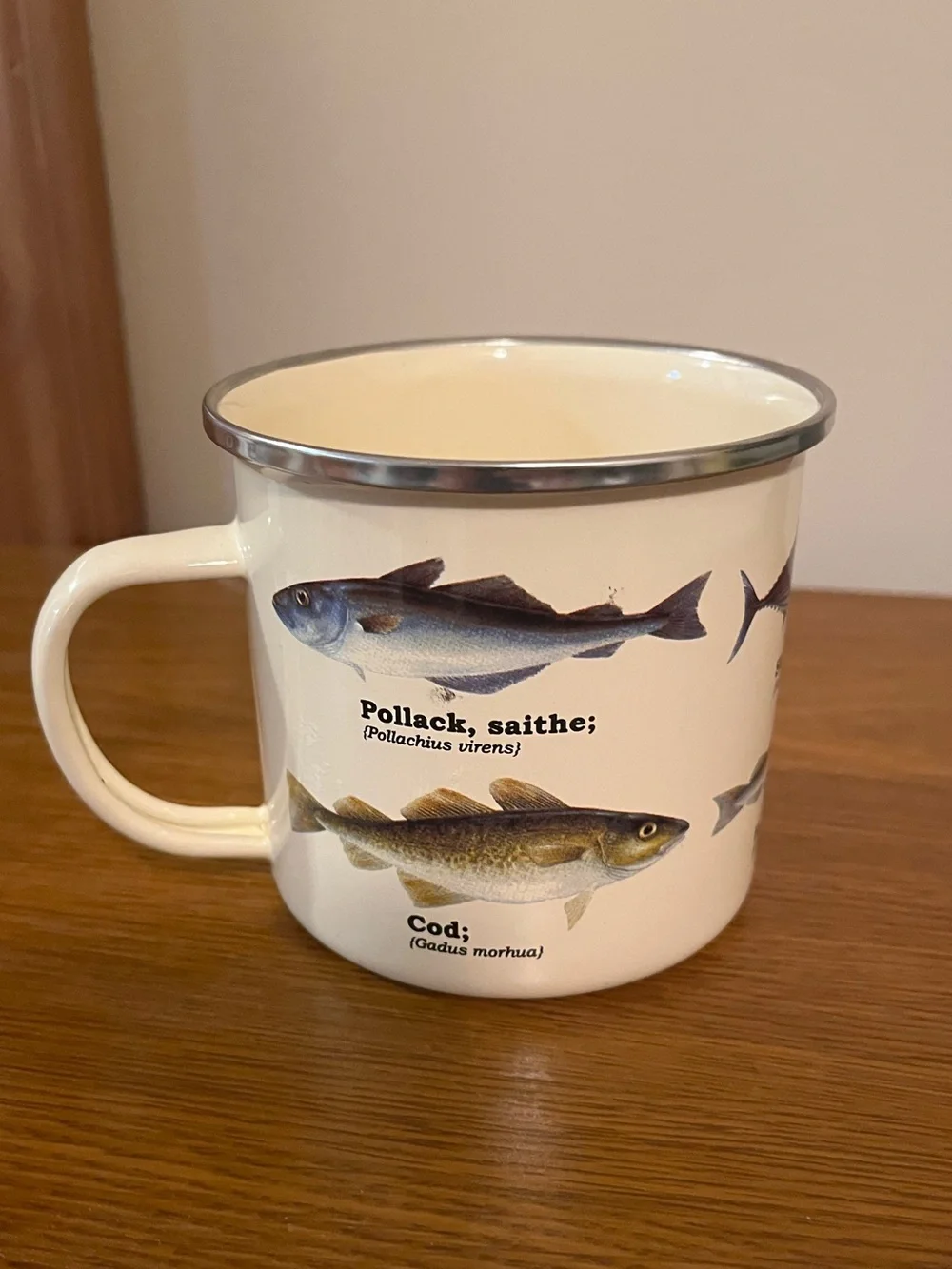 Cream Fish Illustration Enamel Mug by